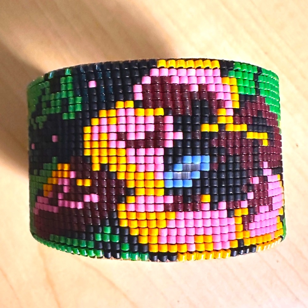 Seed Bead Flower Cuff